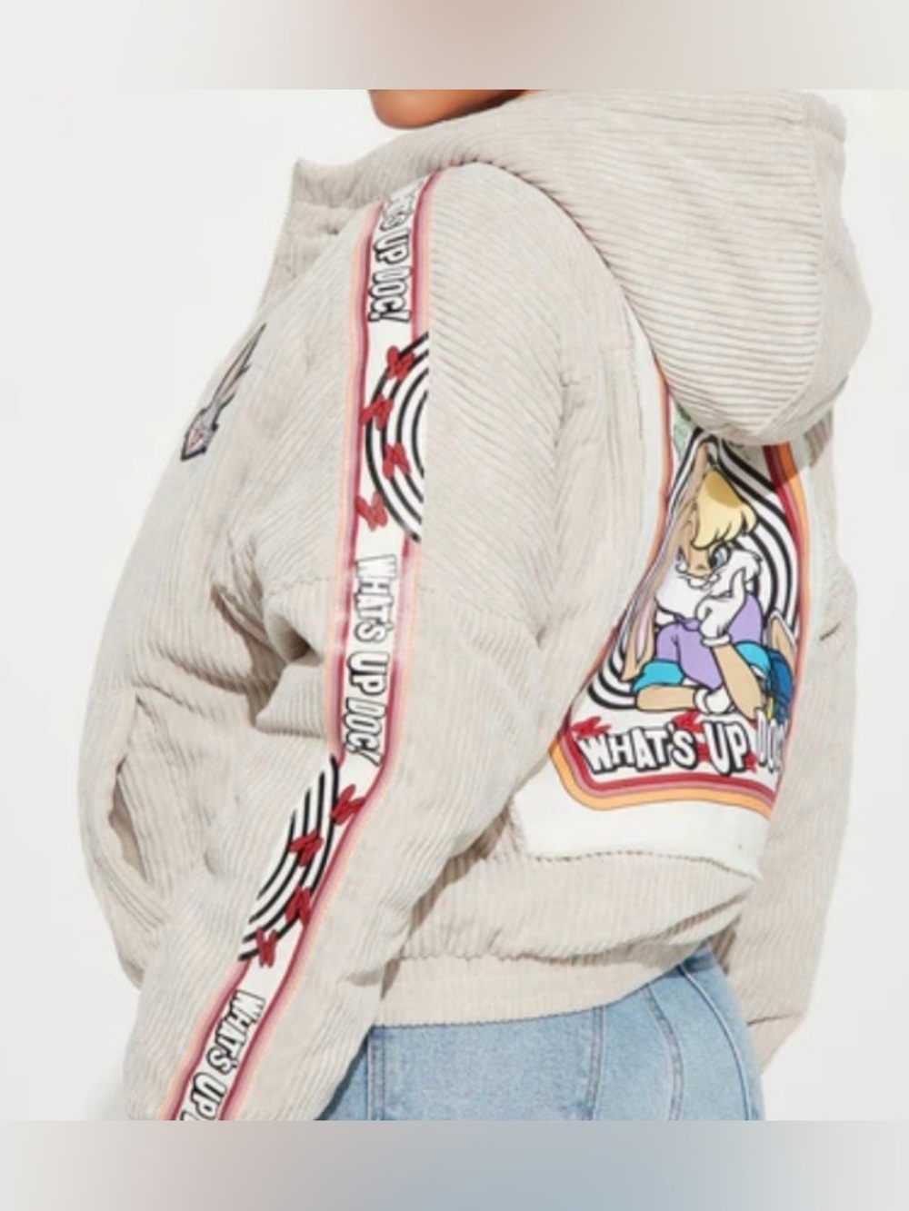 Looney Tunes Corduroy Hoodie Puffer Jacket